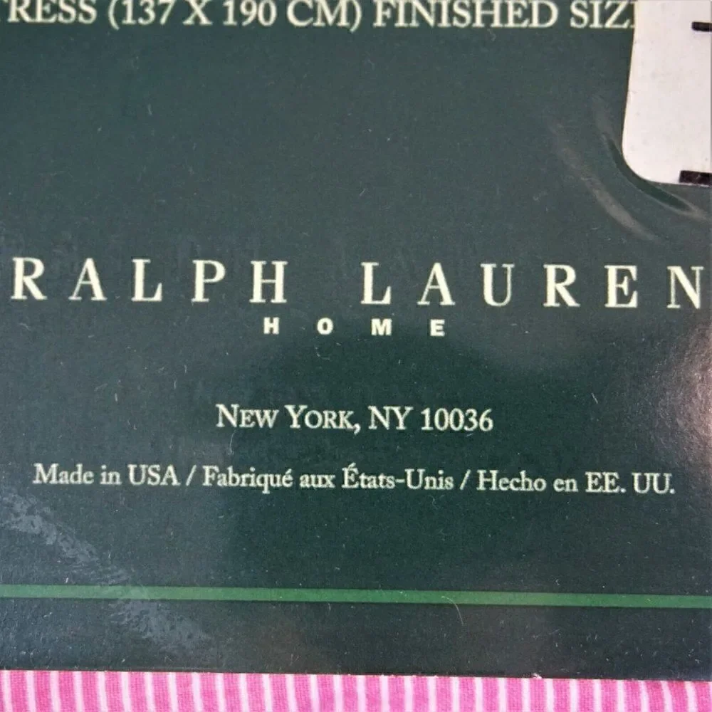 Vintage Lauren Ralph Lauren Full Flat Sheet Cape May Narrow Stripe Pink USA Made